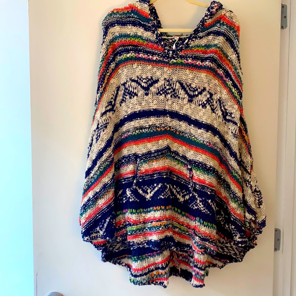 Multicolor Striped Women's Sweater Poncho